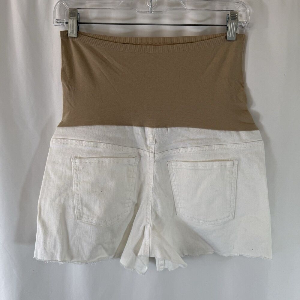 New Liz Lange Maternity Shorts Women's 6 White Pull On Cut Off 3.5" Inseam - Picture 4 of 10